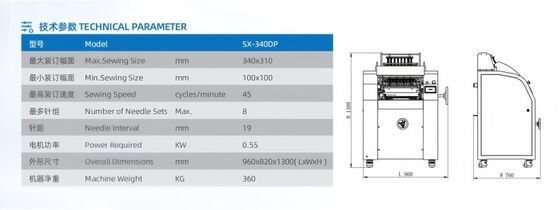 SX-340DP 8 Needles And 19mm Needle Interval Semi -automatic Binding Sewing Gathering Machine Manual Book Binding Machine 45 Cycles/Min